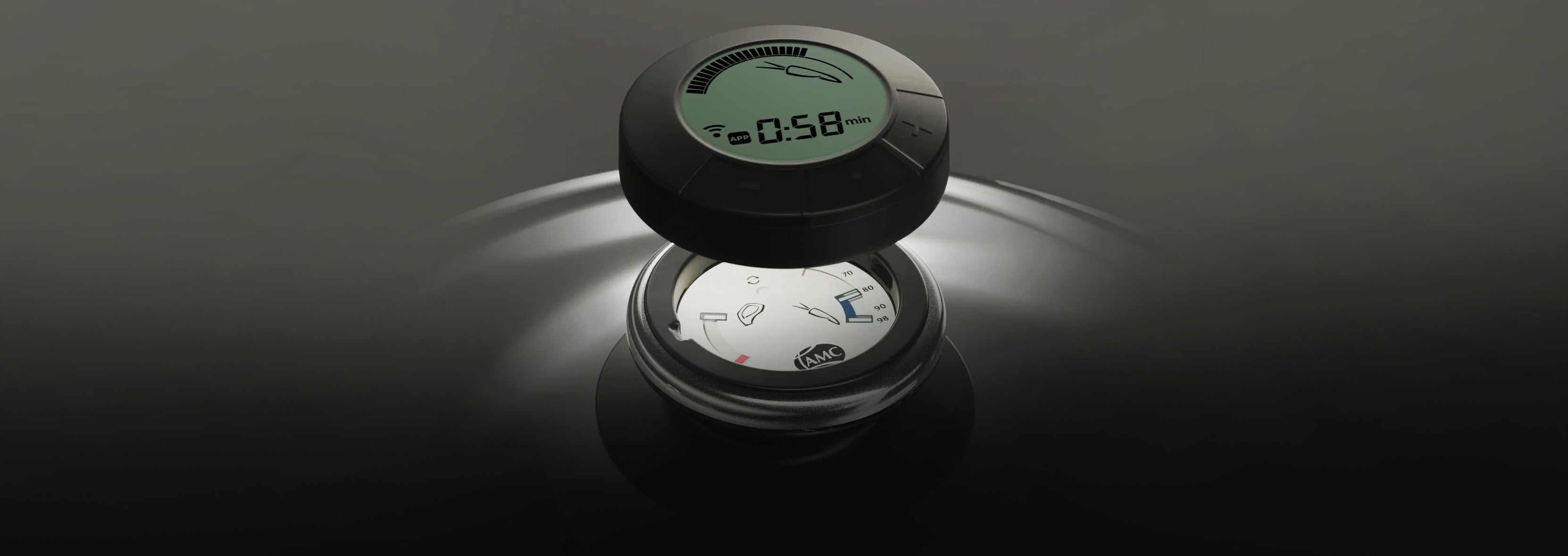 AMC Produkte: Audiotherm auf einem Topfdeckel