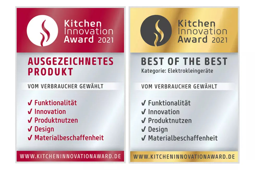 Kitchen Innovation Awards 2021 Ausgezeichnetes Produkt und Best of the Best in kategorie Elektrokleingeräte